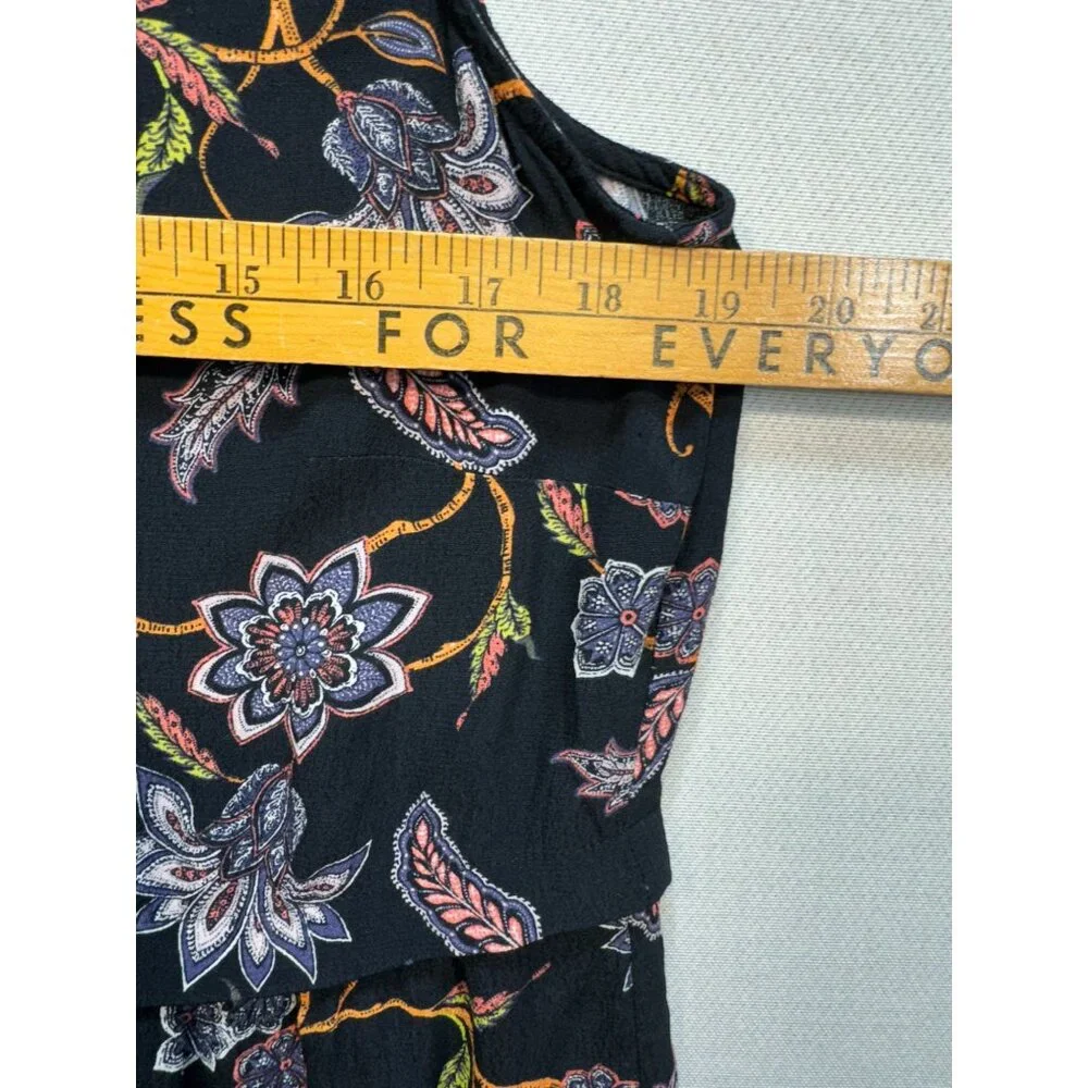J. Jill Womens Button-Front Blouse Top Size S Petite Black Floral Sleeveless Y2K - Picture 8 of 11